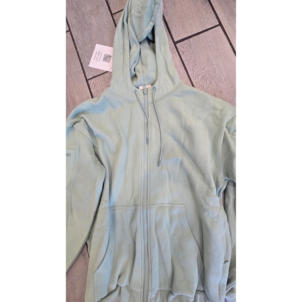 Airplane Mode Zip Hoodie Aloe Green Full Zip Sweatshirt KCO-250729 XL